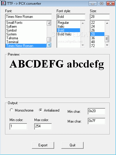 TTF to PCX Converter