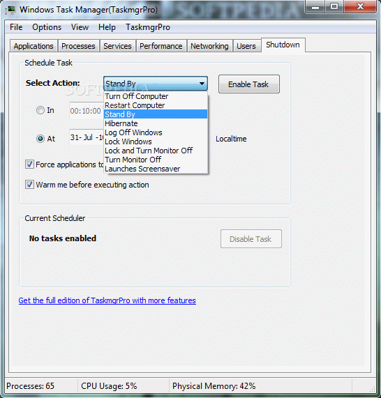TaskmgrPro Shutdown Scheduler