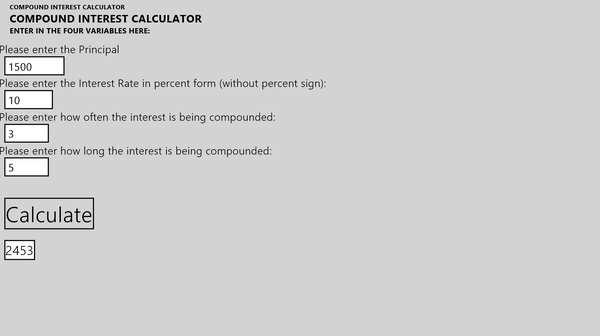 The Calculator for Compound Interest for Windows 8