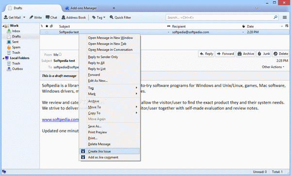 Thunderbird2Jira (Create Jira Issue)