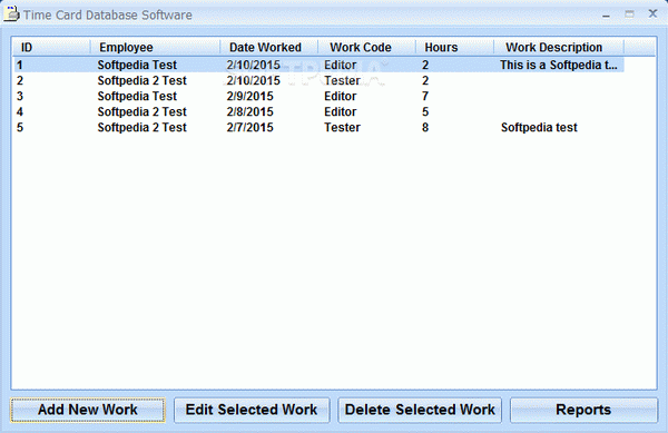 Time Card Database Software