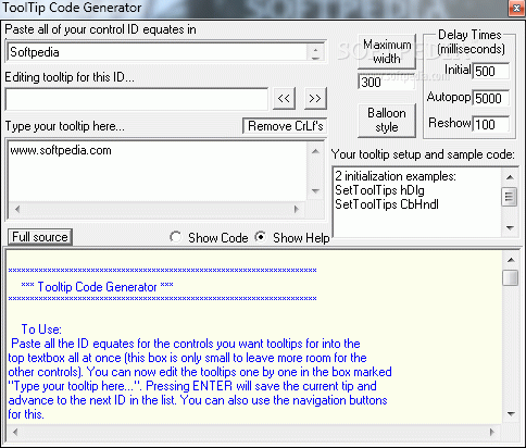Tooltip Code Generator