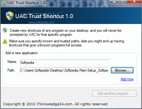 UAC Trust Shortcut