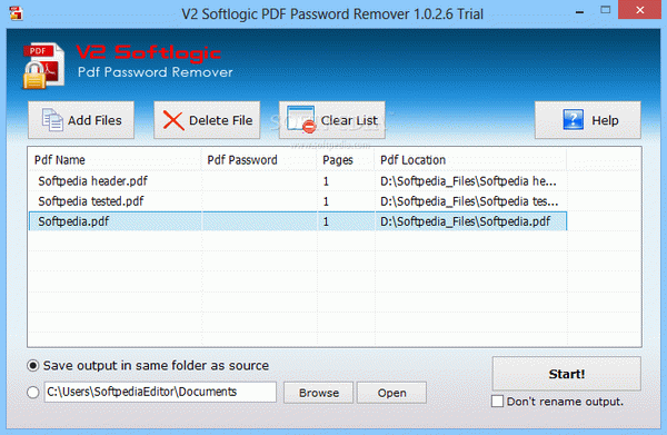 V2 Softlogic PDF Password Remover