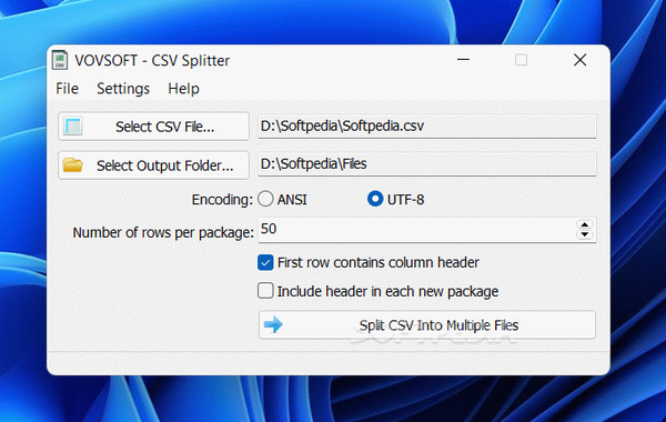 VOVSOFT - CSV Splitter