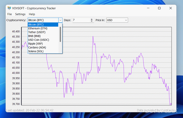 VOVSOFT - Cryptocurrency Tracker