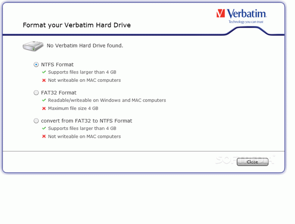 Verbatim Hard Drive Formatter