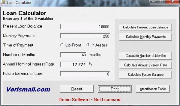 Verismall Loan Calculator