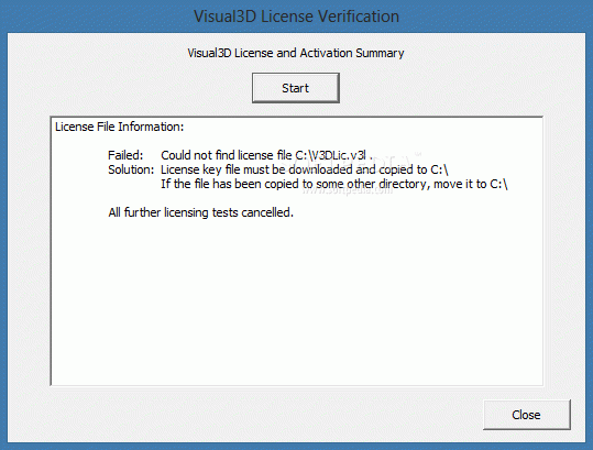 Visual3D License Verification