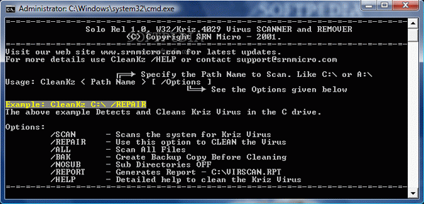 W32/Kriz Virus Scanner and Remover