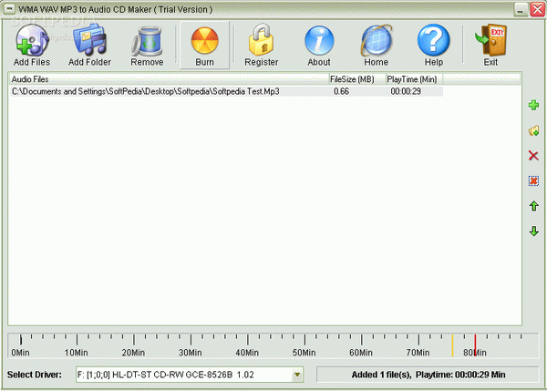 WMA WAV MP3 to Audio CD Maker