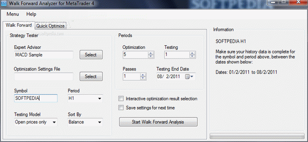 Walk Forward Analyzer for MetaTrader 4