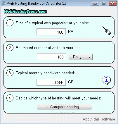 Web Hosting Bandwidth Calculator