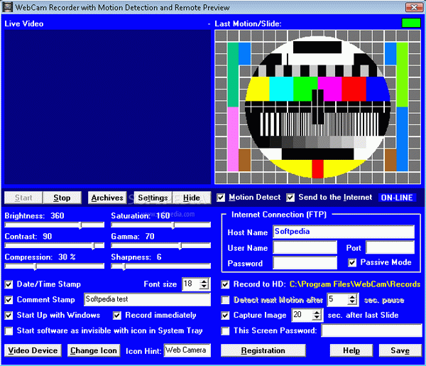 WebCam Recorder with Motion Detection and Remote Preview