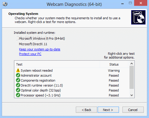 Webcam Diagnostics