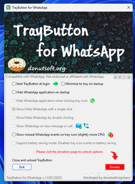 TrayButton for WhatsApp (formerly WhatsTrayButton)