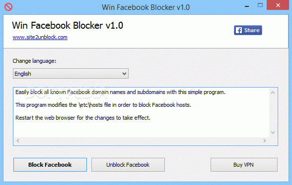 Win Facebook Blocker