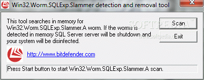 Win32.Worm.SQLExp.Slammer Detection and Removal Tool