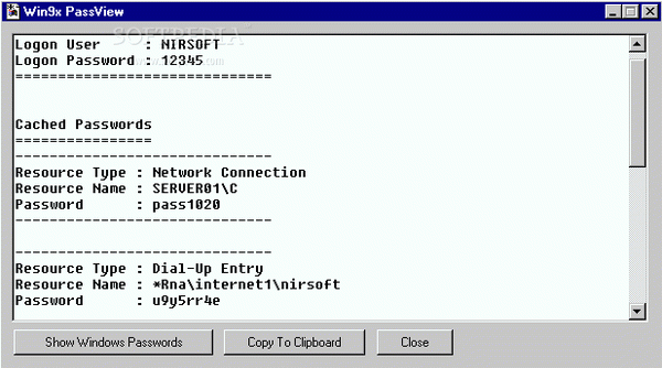 Win9x PassView
