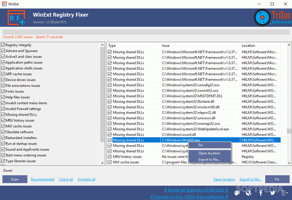 WinExt Registry Fixer