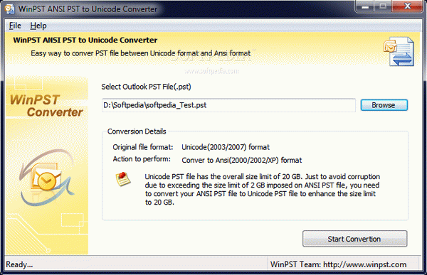 WinPST Ansi PST to Unicode Converter