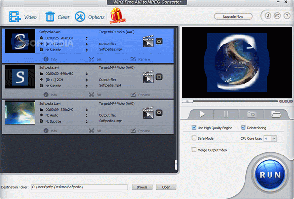 WinX Free AVI to MPEG Converter