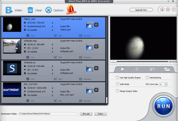 WinX Free MP4 to WMV Converter