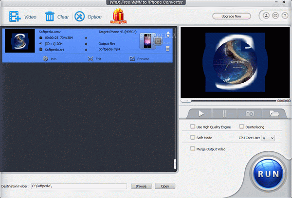 WinX Free WMV to iPhone Converter