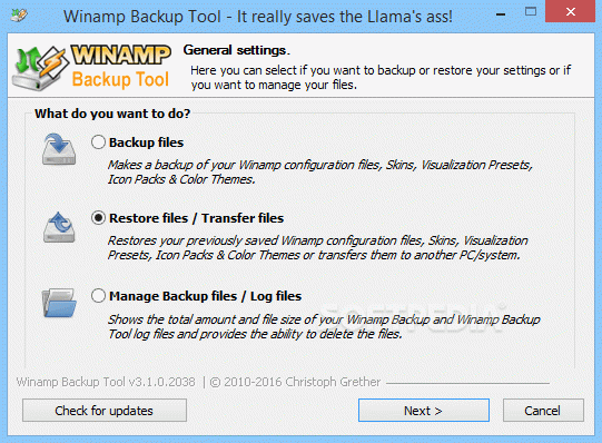 Winamp Backup Tool