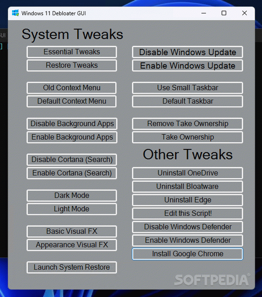 Windows 11 Debloater GUI