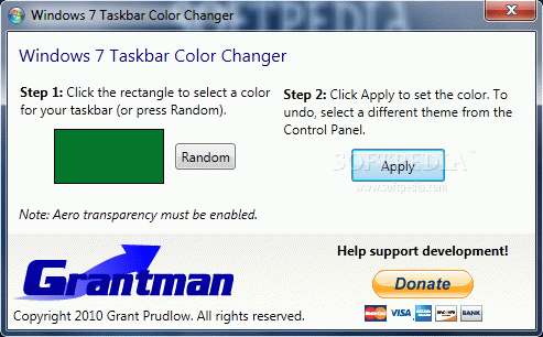 Windows 7 Taskbar Color Changer