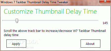 Windows 7 Taskbar Thumbnail Delay Time Tweaker
