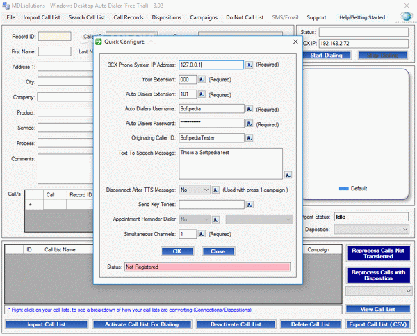 Windows Desktop Auto Dialer