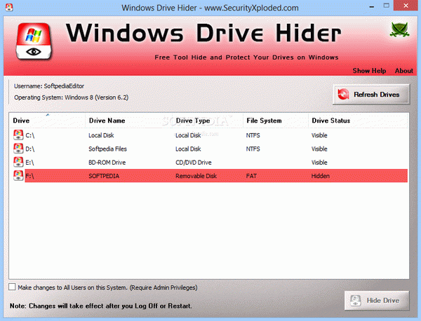 Windows Drive Hider