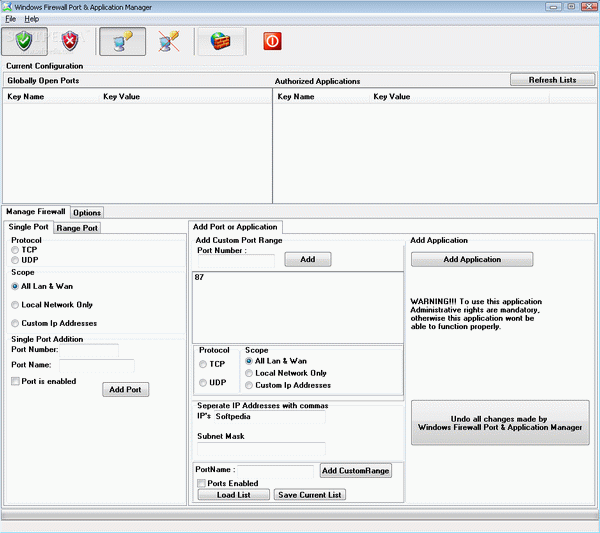 Windows Firewall Ports & Application Manager