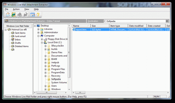 Windows Live Mail Attachment Extractor