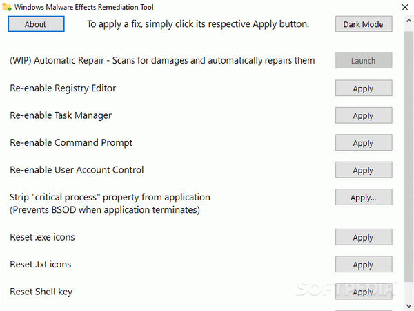 Windows Malware Effects Remediation Tool