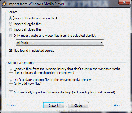 Windows Media Player Import for Winamp