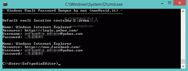 Windows Vault Password Dumper