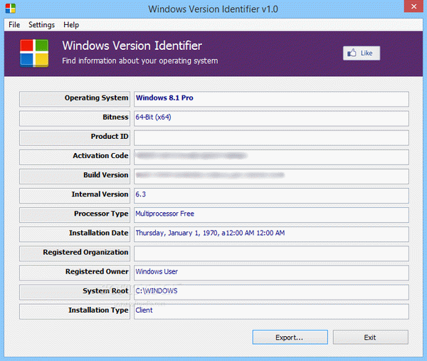 Windows Version Identifier