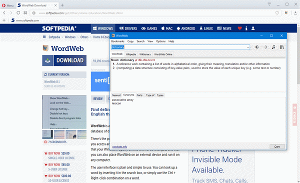WordWeb Dictionary Lookup for Opera