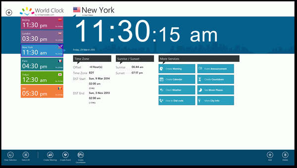 World Clock Time Zones for Windows 8