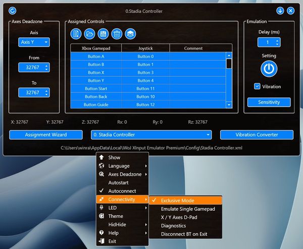 World of Joysticks XInput Emulator Premium