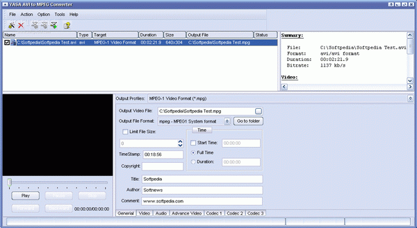 YASA AVI to MPEG Converter