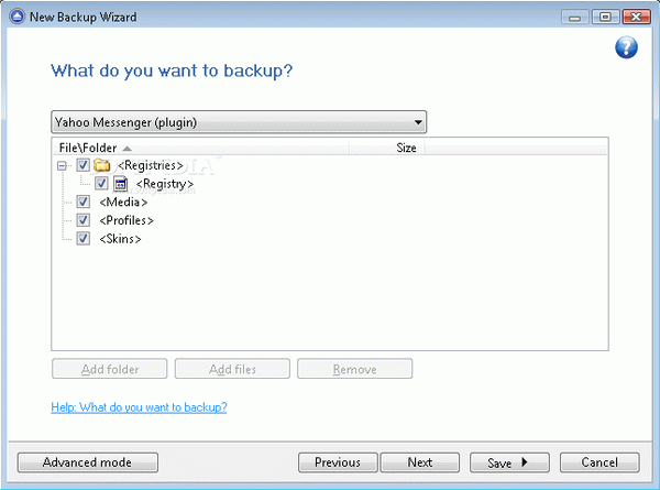 Yahoo Messenger Backup4all Plugin