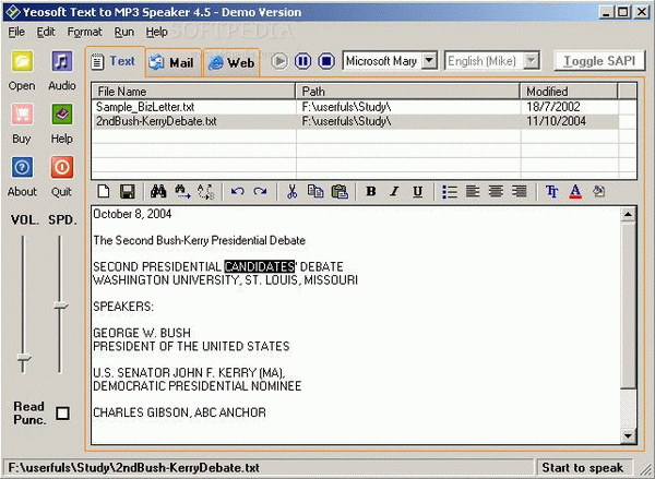 YeoSoft Text to MP3 Speaker