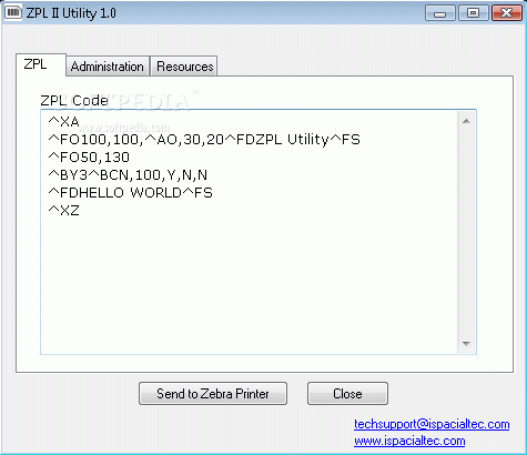 Zebra ZPL II Utility