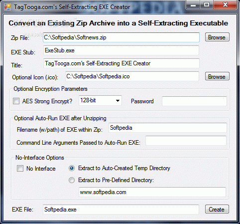 Zip Self-Extractor Creator