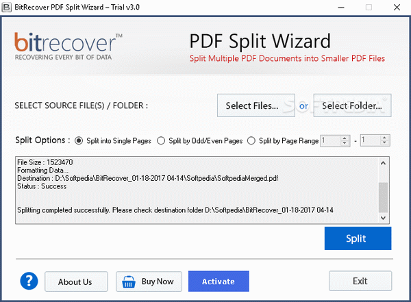 BitRecover PDF Split Wizard