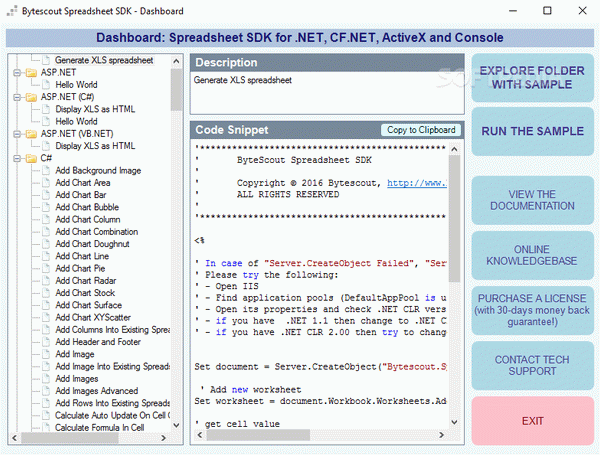 Bytescout Spreadsheet SDK